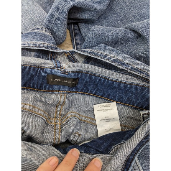 Vintage Silver Jeans Bib Overalls Womens Blue Denim Flare Bootcut Western XS L26 - Picture 4 of 7